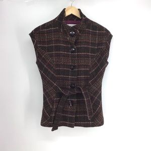 Cabi Cinch It Up Tweed Wool Plaid Vest